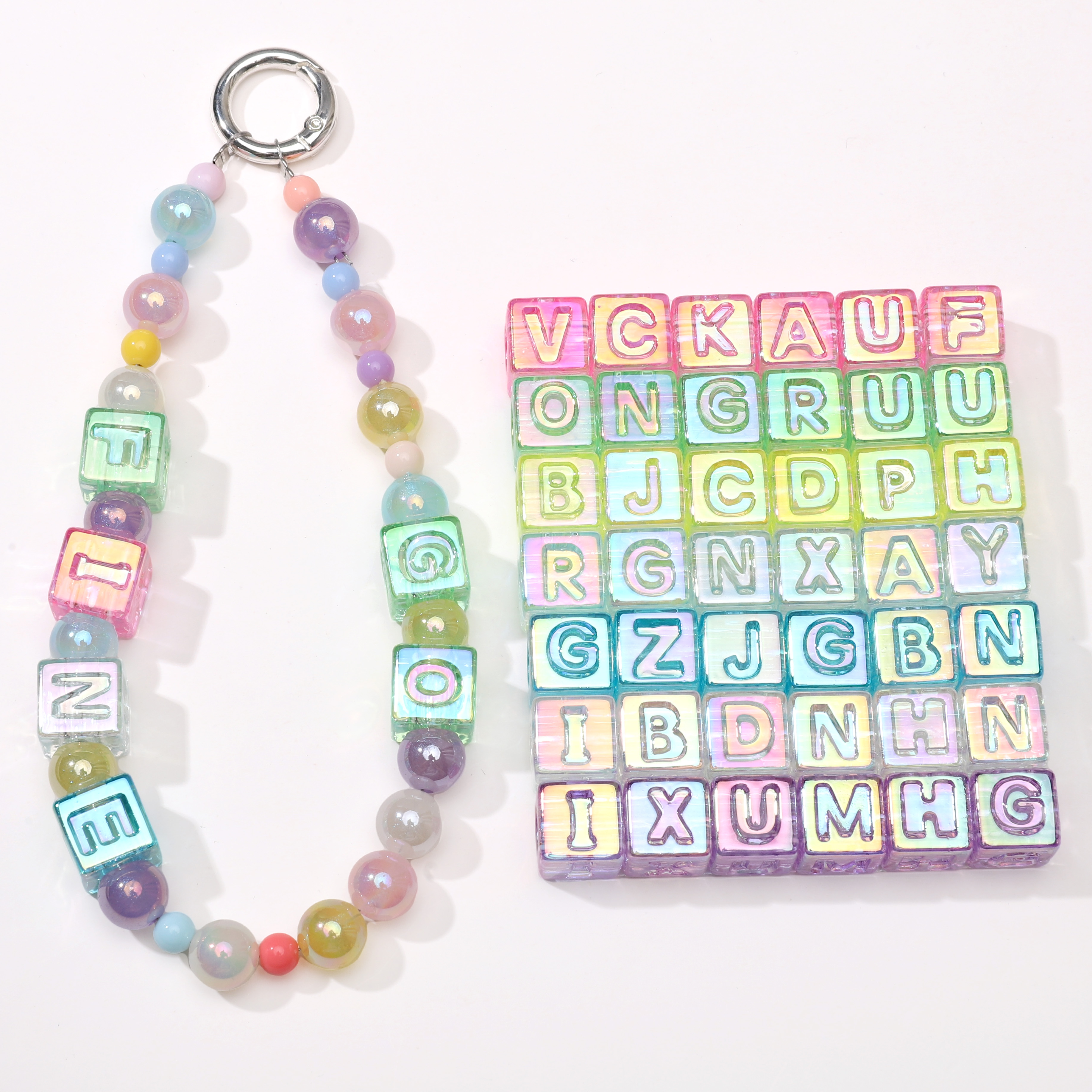 Bracelet Beaded Men - 10Pcs beading Colorful Clear Letter Beads