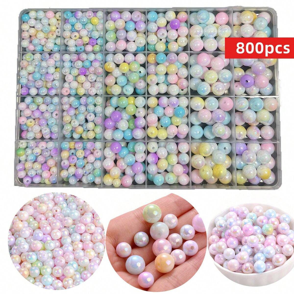 Bracelet Beaded Men - 800pcs/24 grid set box 6mm/8mm/10mm cute
