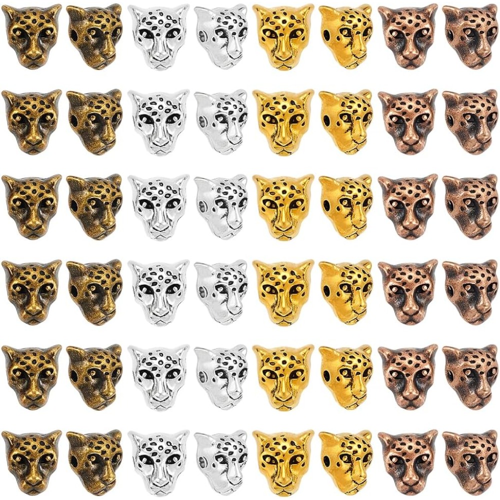Bracelet Beaded Men - 4 Colors Leopard Head Beads 100pcs