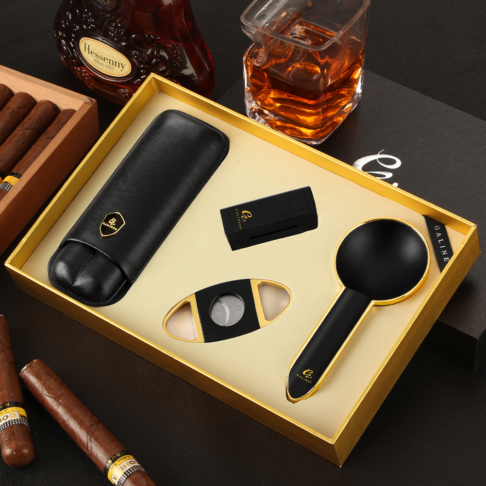 Cigar Cutter Set - GALINER Metal Cigar Smoking Set Butane