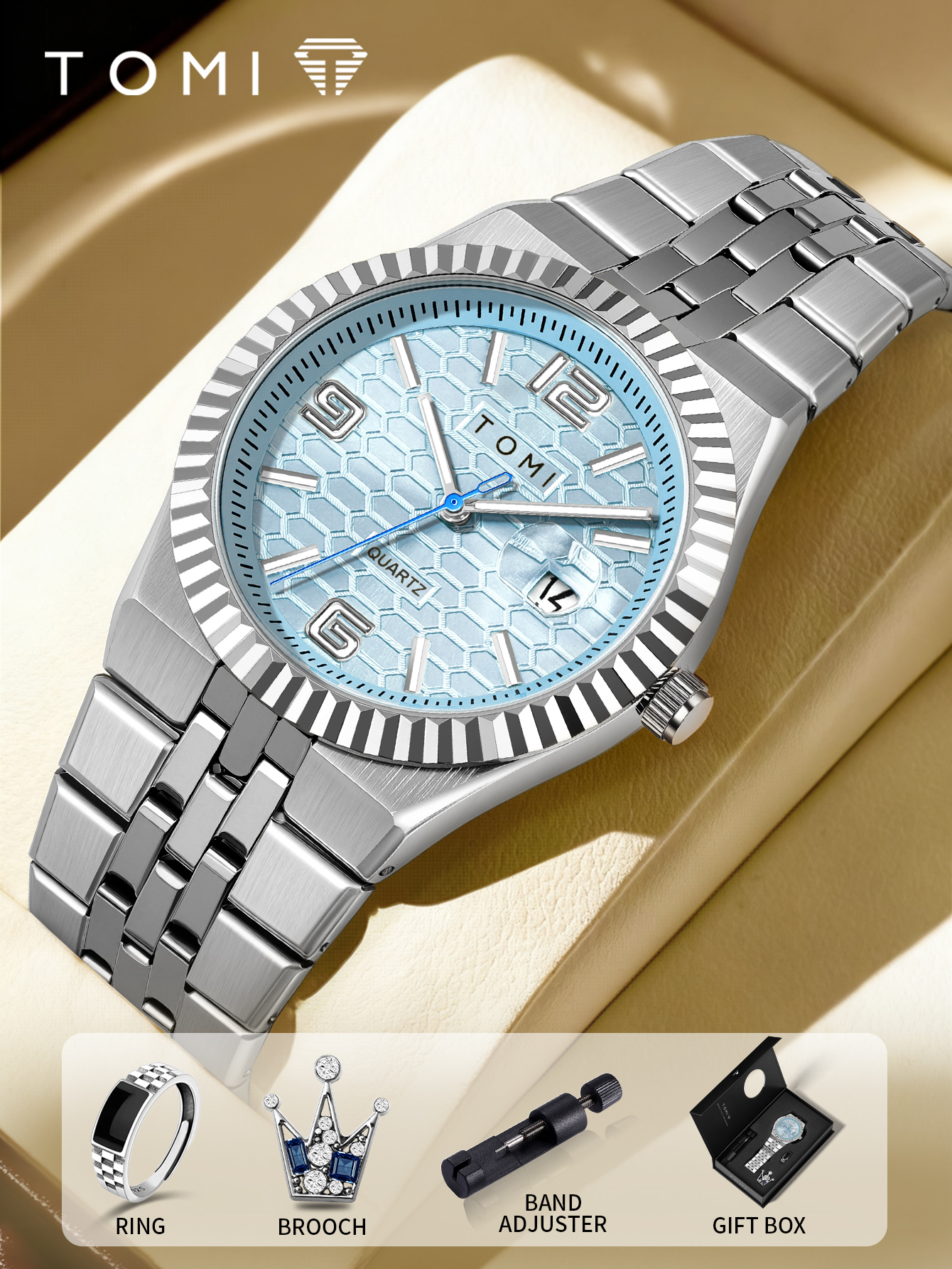 TOMI Luxury Men's Watch Steel  - Cufflink Box Set ulasan dan harga