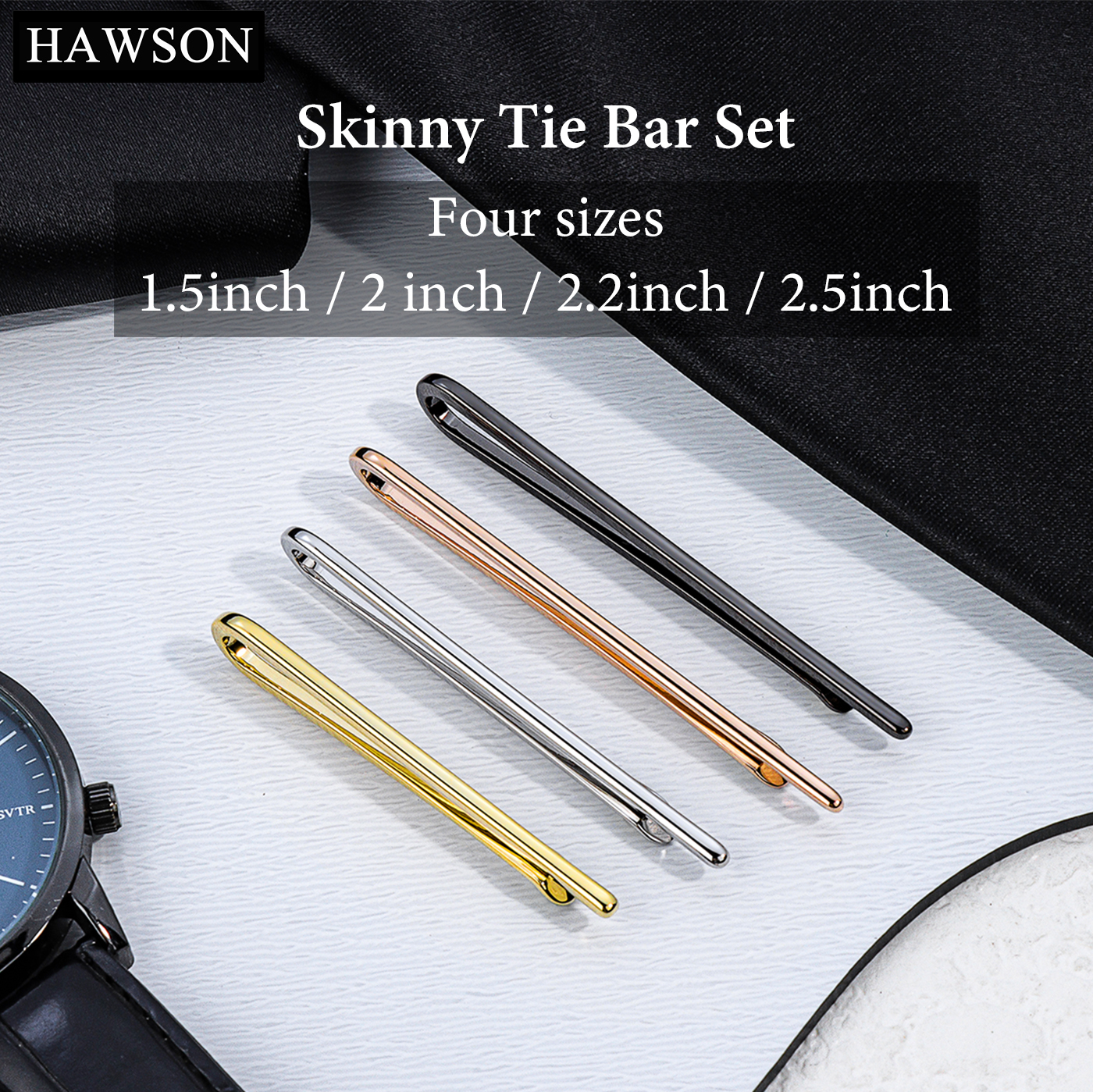 HAWSON Tie Clips for Men 4Pcs  - Cufflink Box Set ulasan dan harga