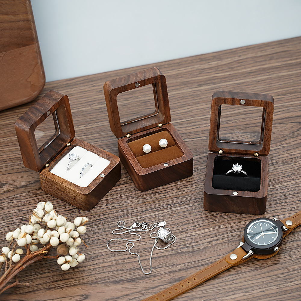 Black Walnut Solid Ring Box Si - Cufflink Box Set ulasan dan harga