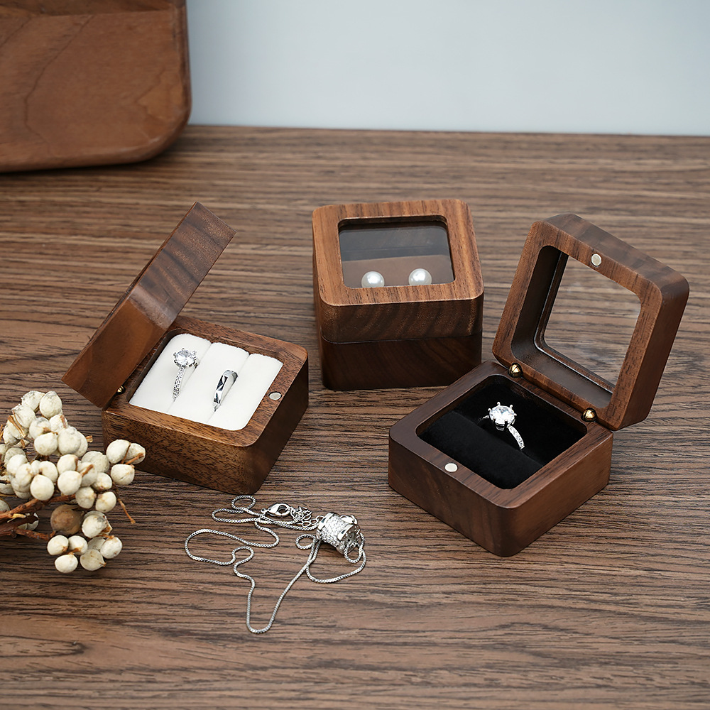 Black Walnut Solid Ring Box Si - Cufflink Box Set ulasan dan harga