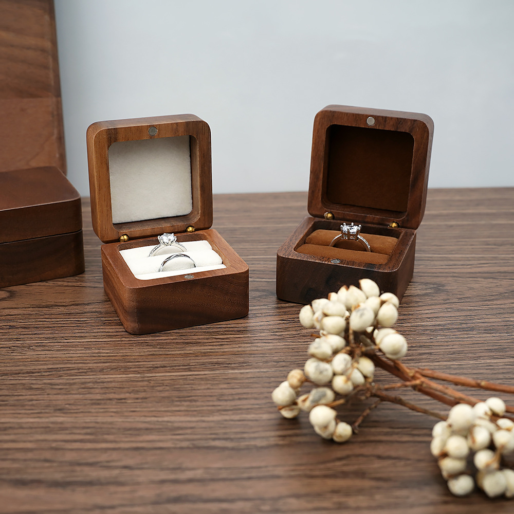 Black Walnut Solid Ring Box Si - Cufflink Box Set ulasan dan harga