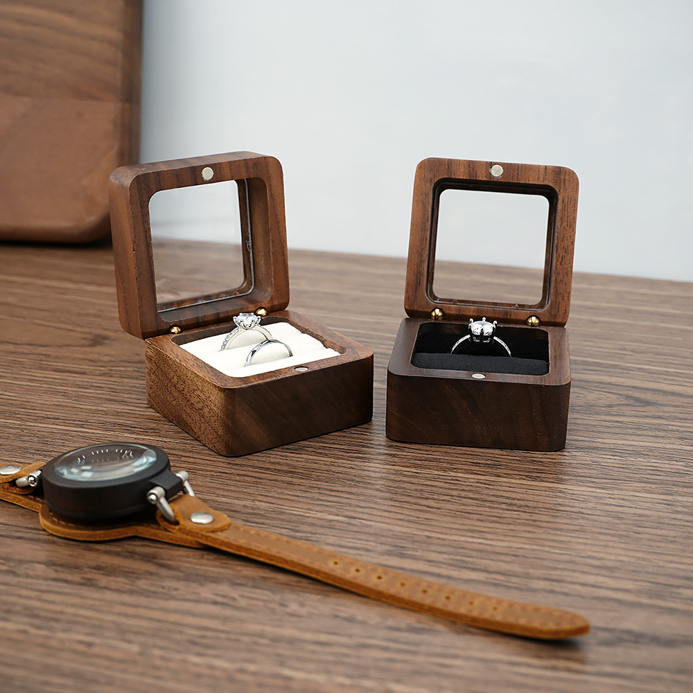 Black Walnut Solid Ring Box Si - Cufflink Box Set ulasan dan harga