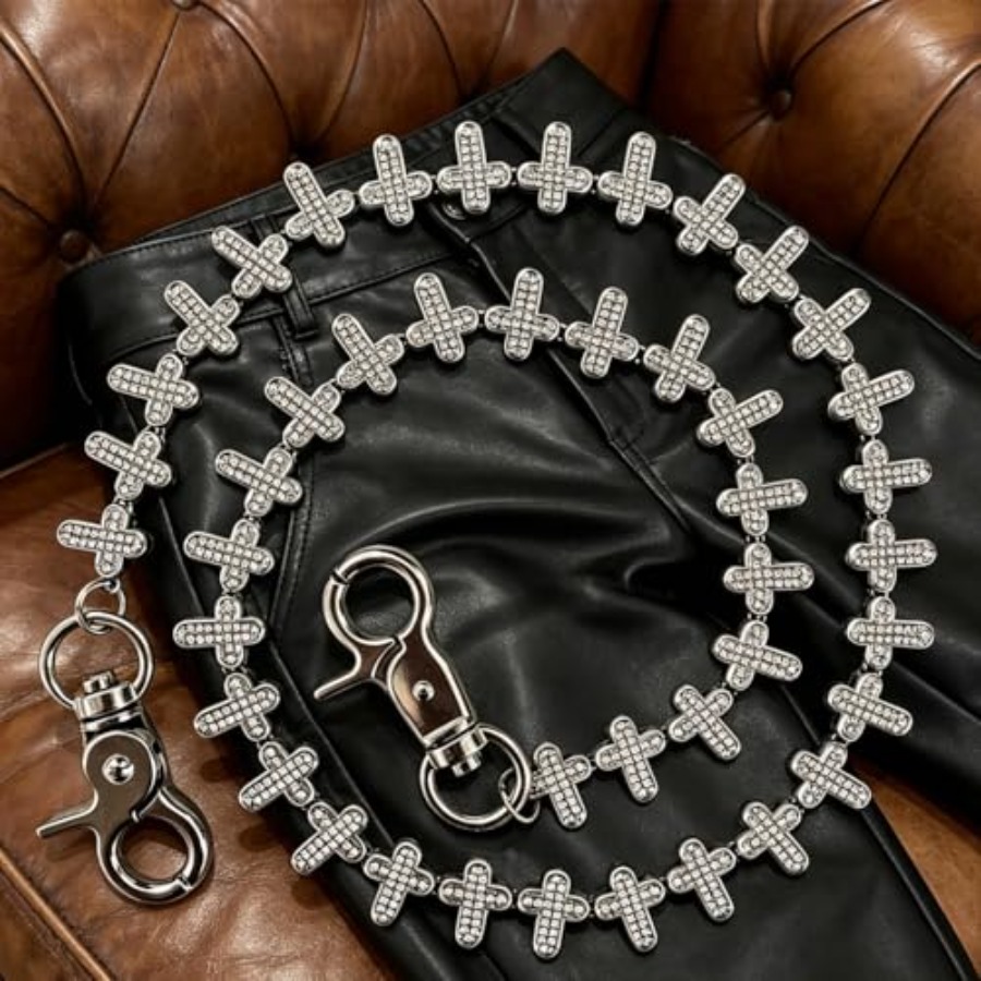 Cross Pants Chain Jeans keycha - Men Accessories In Silver ulasan dan harga
