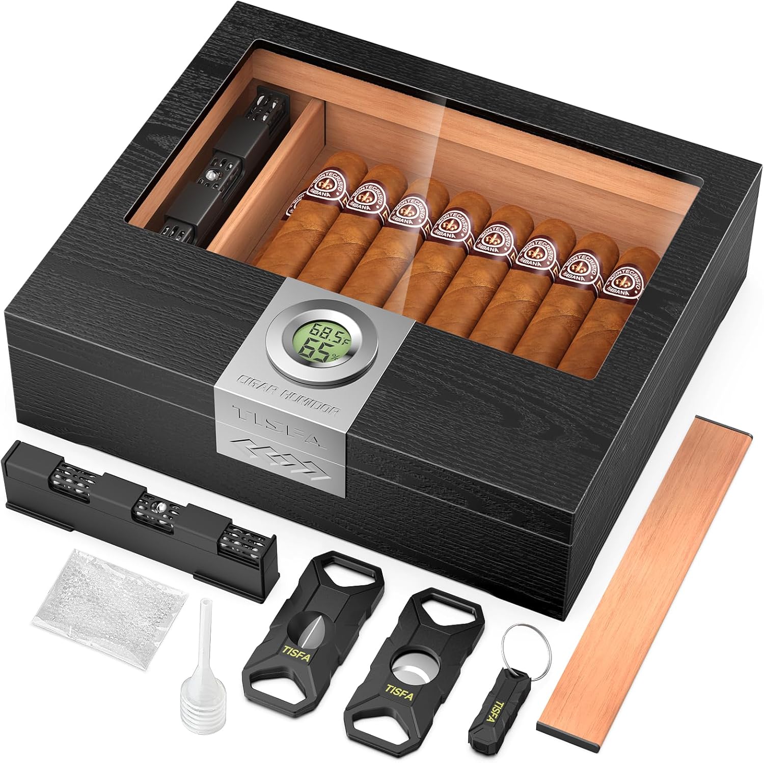 Cedar Wood Cigar Humidor Box S - Cigar Cutter Set ulasan dan harga