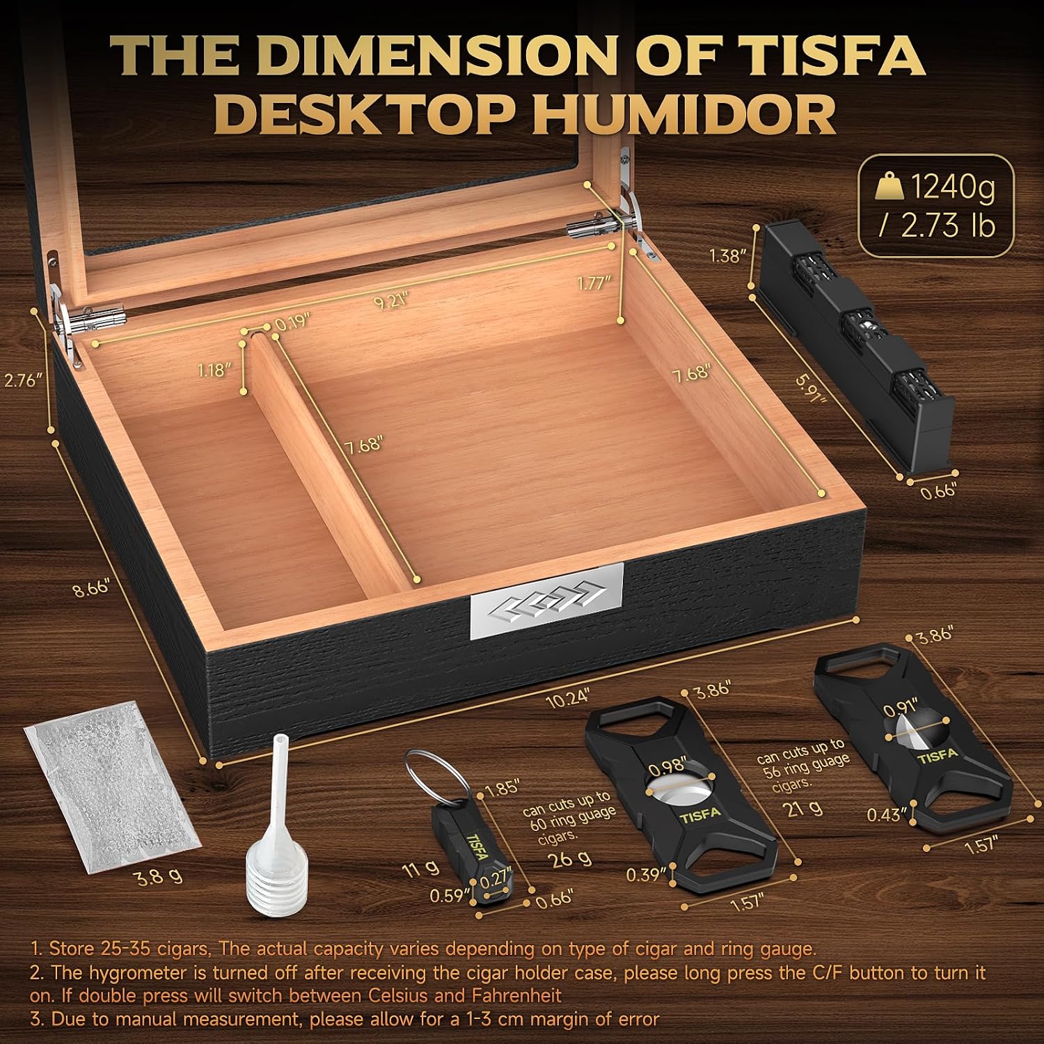 Cedar Wood Cigar Humidor Box S - Cigar Cutter Set ulasan dan harga