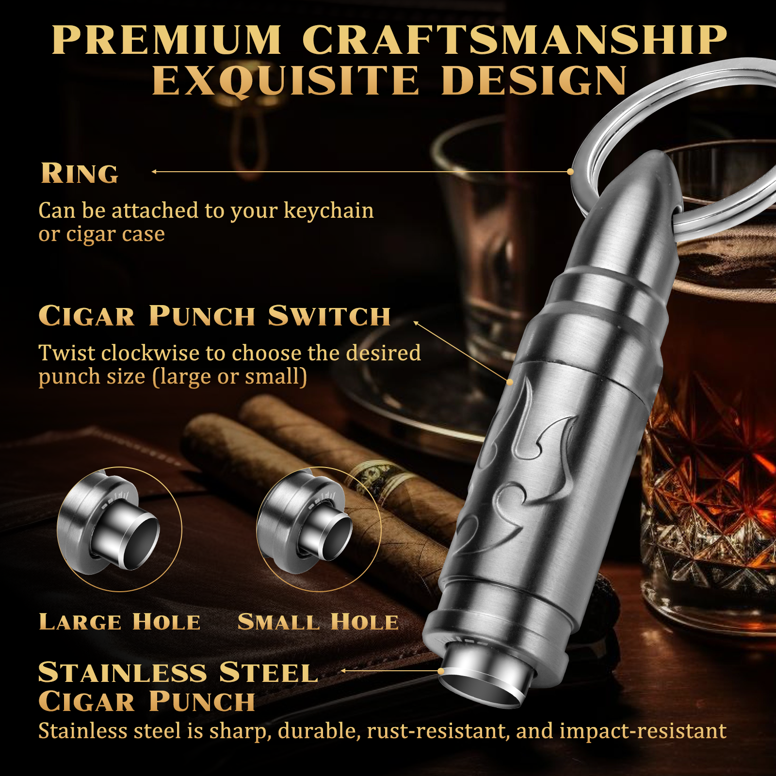Cigar Punch Cutter Cigar Punch - Cigar Cutter Set ulasan dan harga