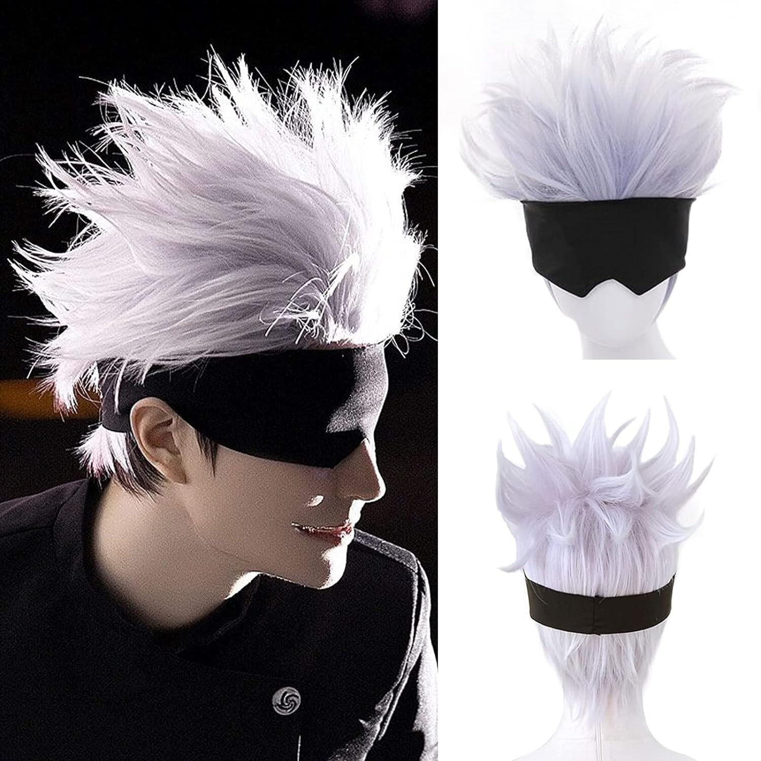 Black Blindfold + Short Wavy C - Men Accessories In Silver ulasan dan harga