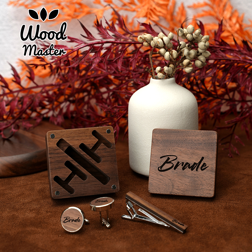 Custom Engraved Wooden Groom A - Cufflink Box Set ulasan dan harga
