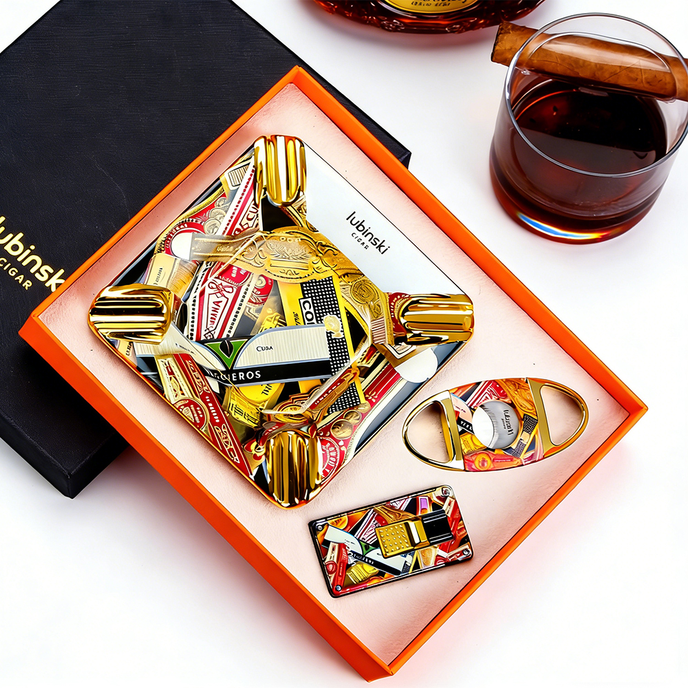 LUBINSKI Ceramic Cigar Ashtray - Cigar Cutter Set ulasan dan harga