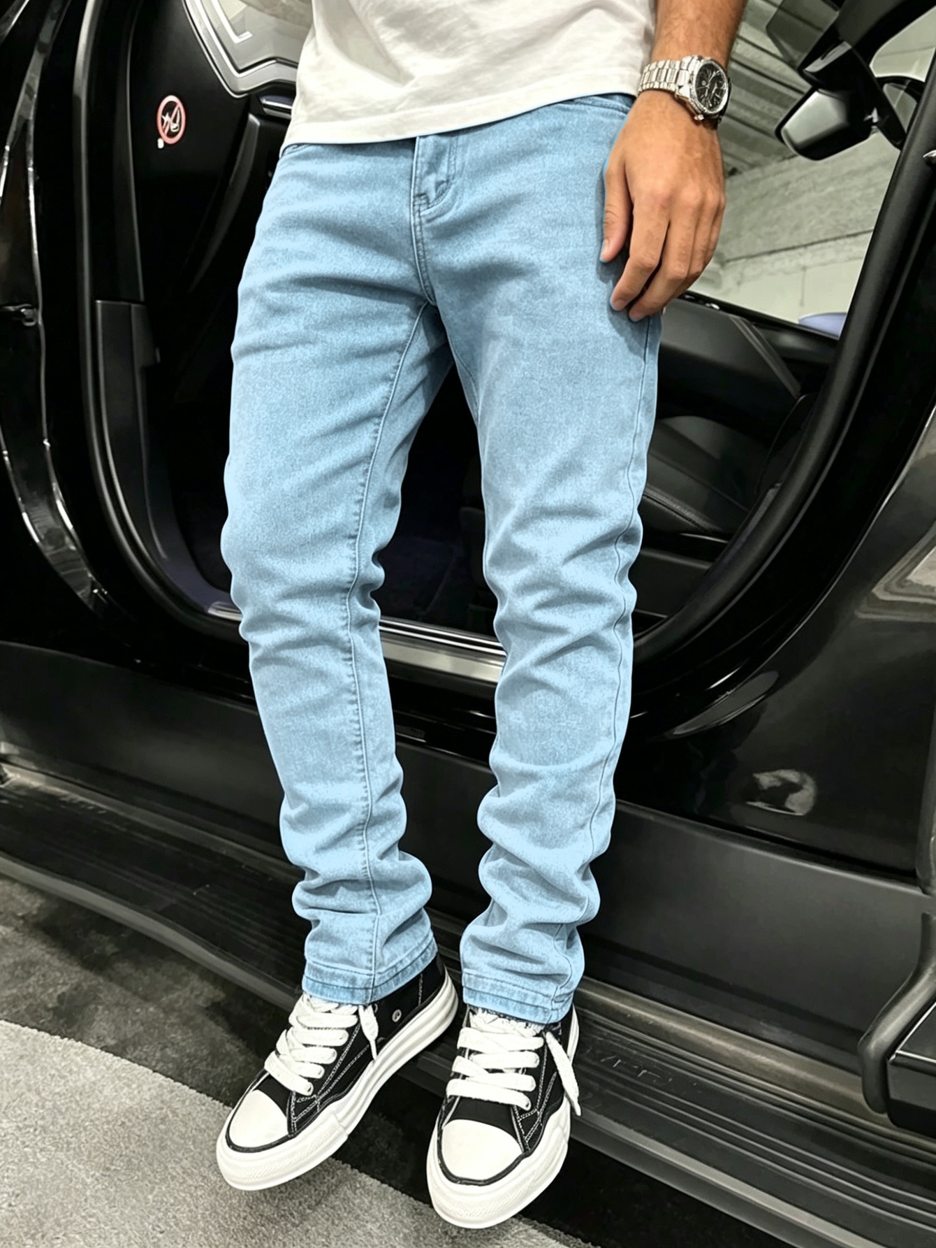 Blue Slim Jeans For Man Unisex - Men'S Accessories For Jeans ulasan dan harga