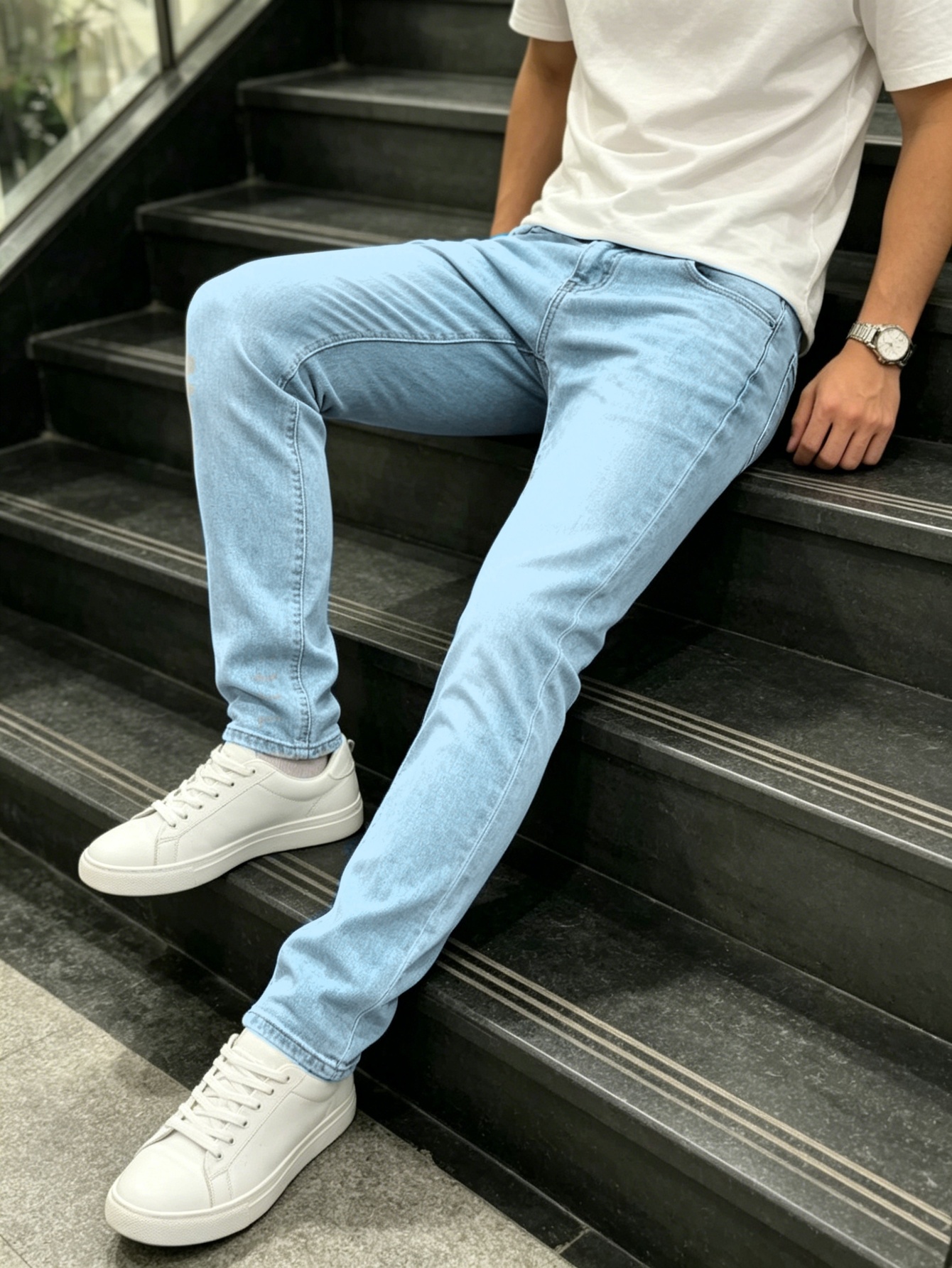 Blue Slim Jeans For Man Unisex - Men'S Accessories For Jeans ulasan dan harga