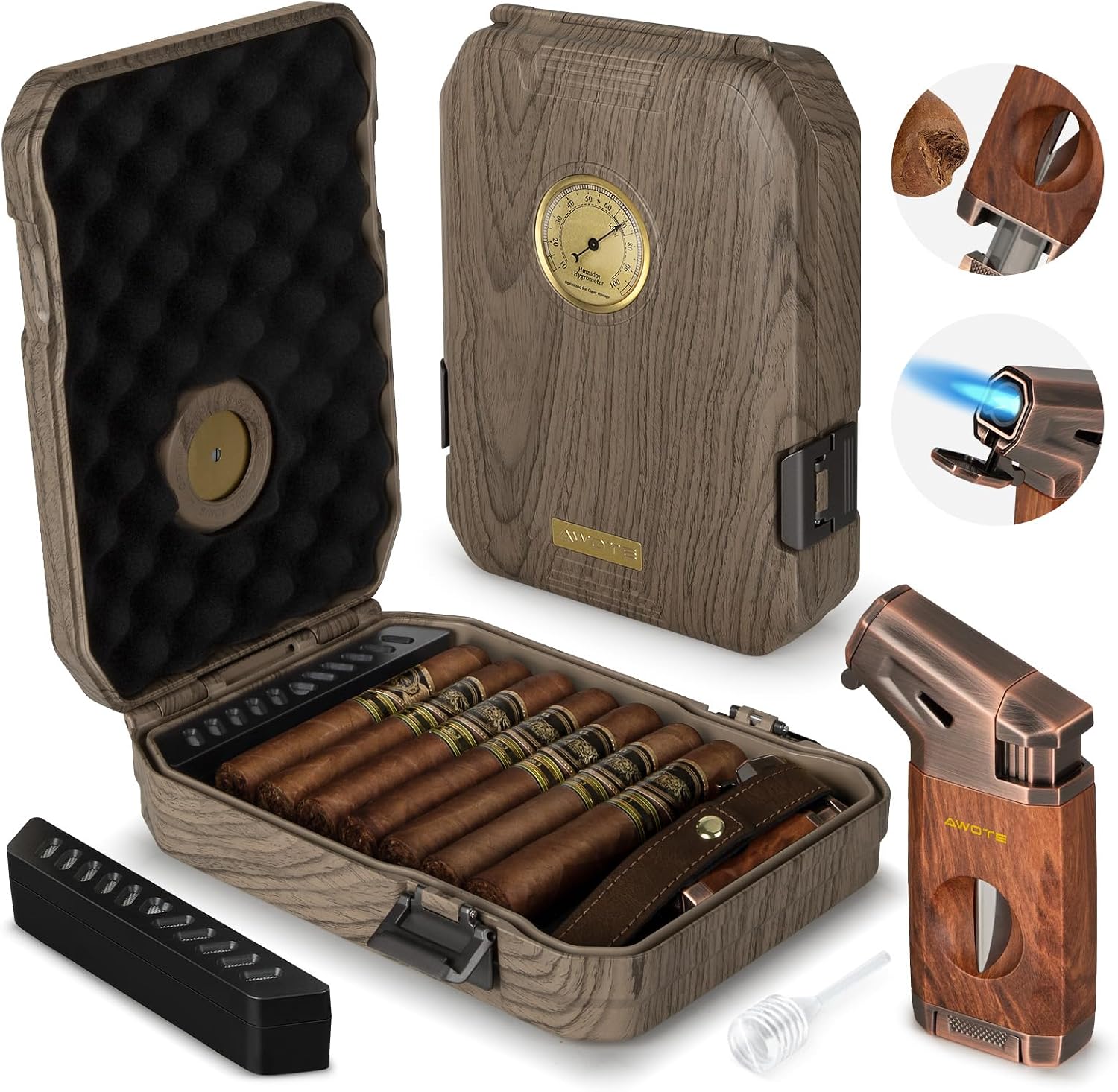 Travel Cigar Humidor Case - Ce - Cigar Cutter Set ulasan dan harga