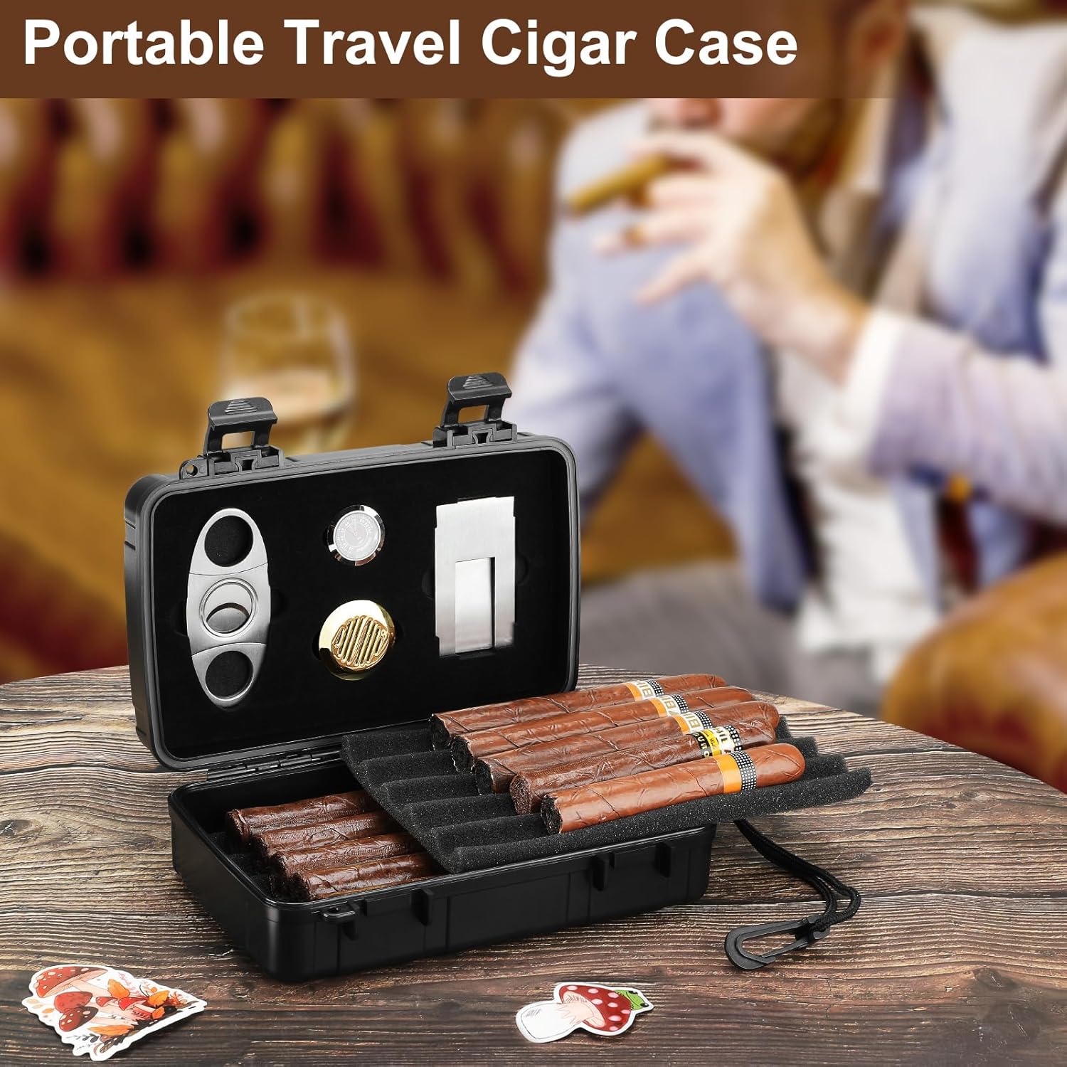 Portable Cigar Humidor Holds 1 - Cigar Cutter Set ulasan dan harga