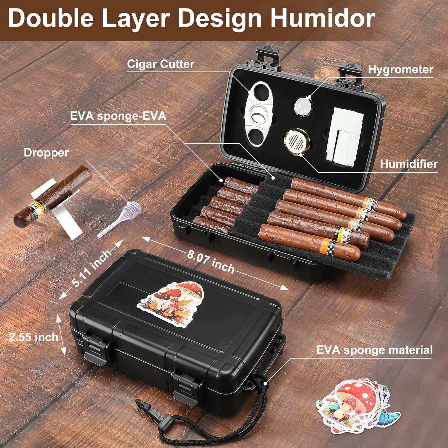 Portable Cigar Humidor Holds 1 - Cigar Cutter Set ulasan dan harga
