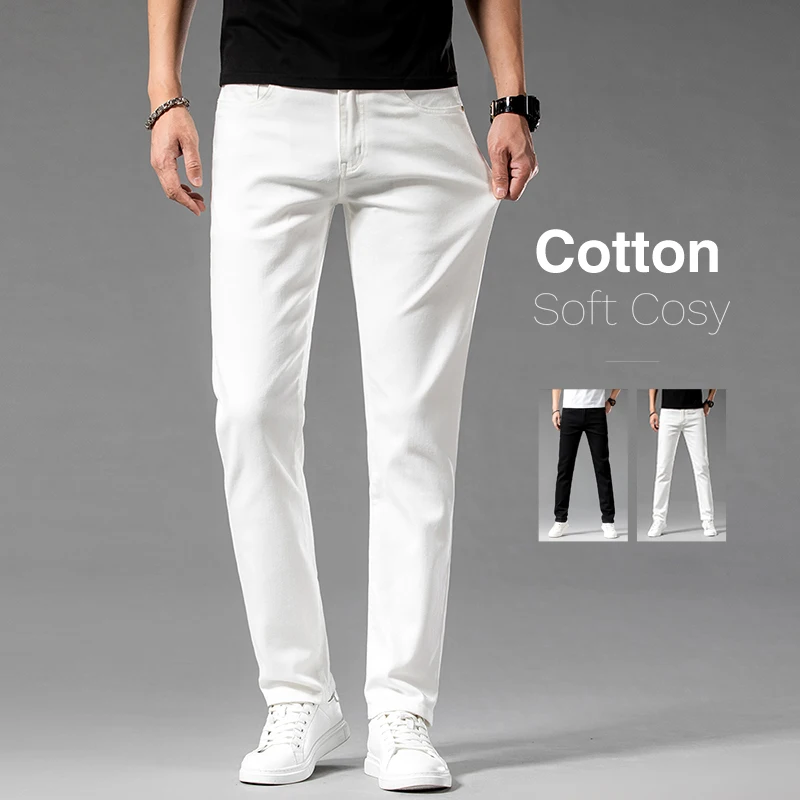 White Summer Men's Slim Jeans  - Men'S Accessories For Jeans ulasan dan harga