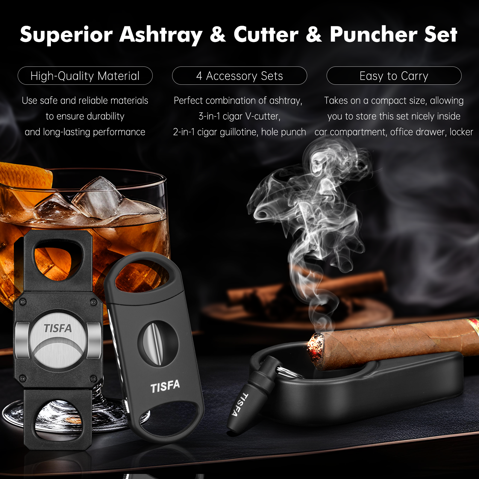 Cigar Ashtray Set, Cigar Punch - Cigar Cutter Set ulasan dan harga