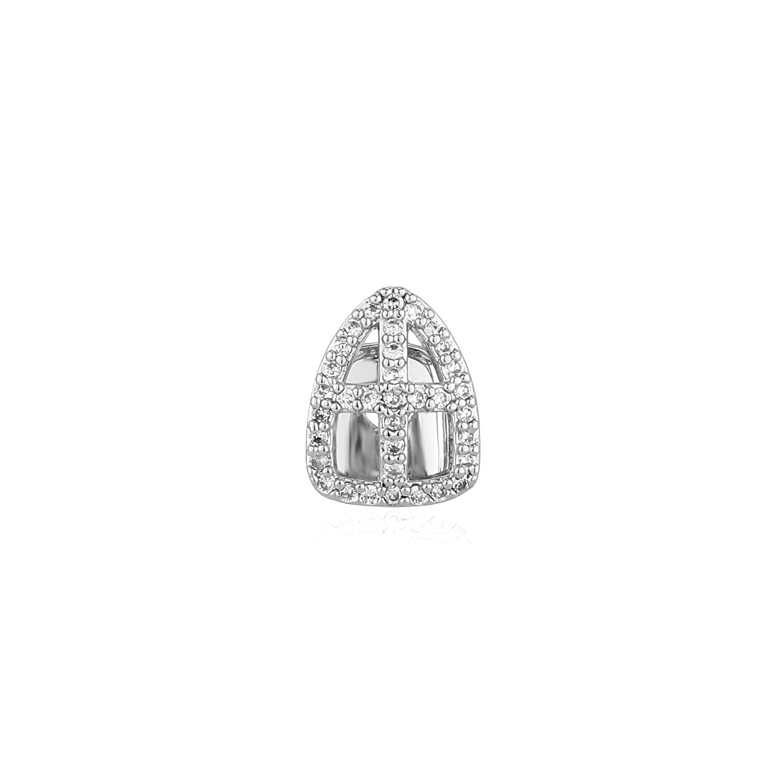 Hollow Iced CZ Single Tooth Gr - Men Accessories In Silver ulasan dan harga