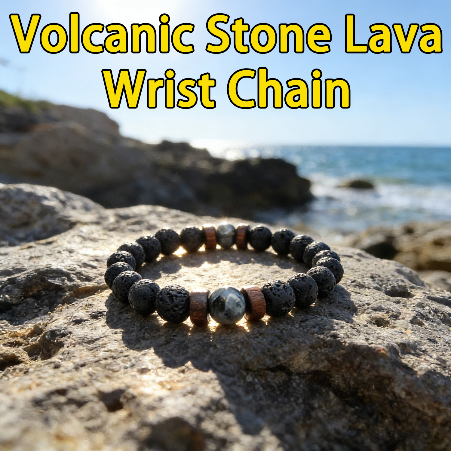 Handmade Elastic 8mm Volcanic  - Bracelet Beaded Men ulasan dan harga