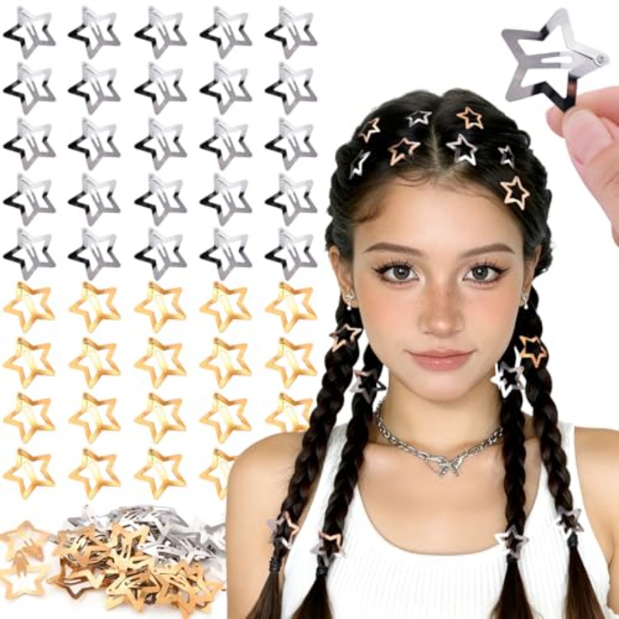 50 PCS Gold Silver Star Hair C - Men Accessories In Silver ulasan dan harga
