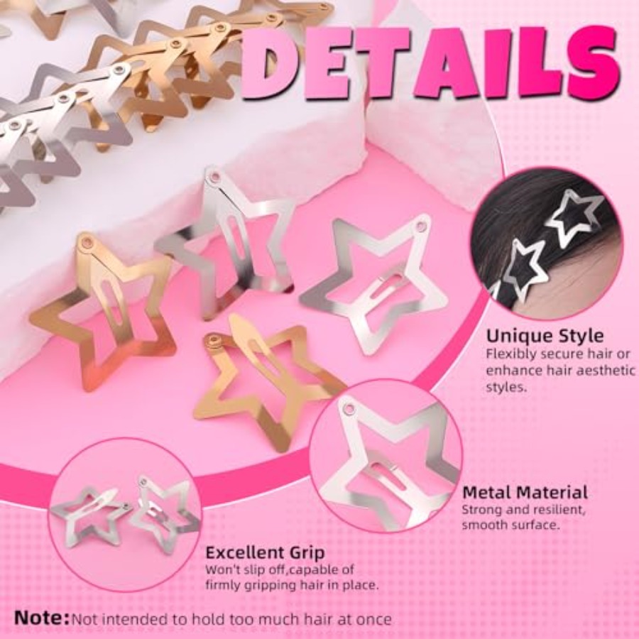 50 PCS Gold Silver Star Hair C - Men Accessories In Silver ulasan dan harga